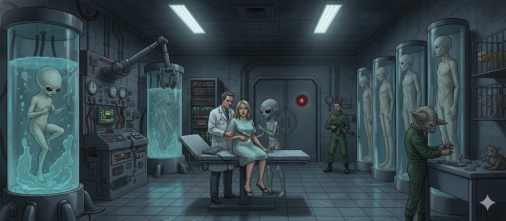 1987 Christa Tilton Dulce Base Abduction: Level Five laboratories and breeding tanks reconstruction.