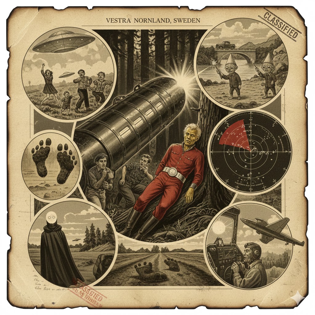 July 1955 UFO wave archive - Sweden humanoid crash and Loveland Ohio entity sightings