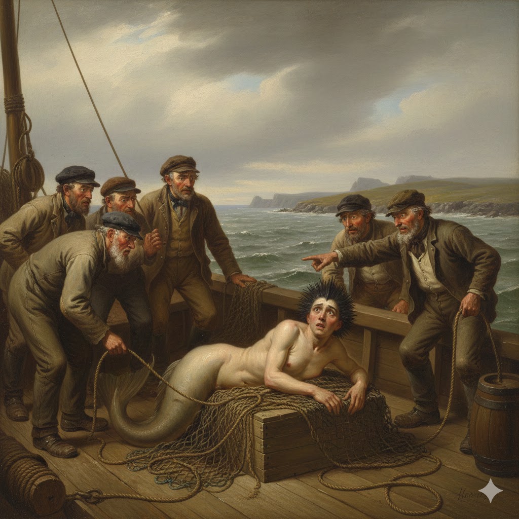 1833 Mermaid sighting illustration, Isle of Yell, Scotland