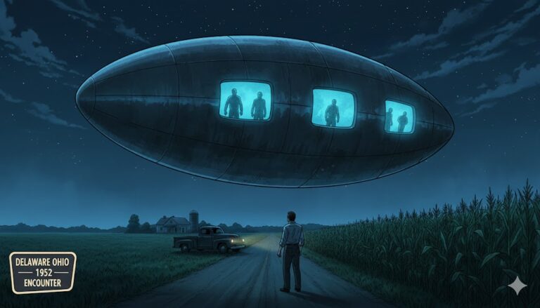 1952 Delaware Ohio UFO: Occupants Seen in 75-Foot Football Craft