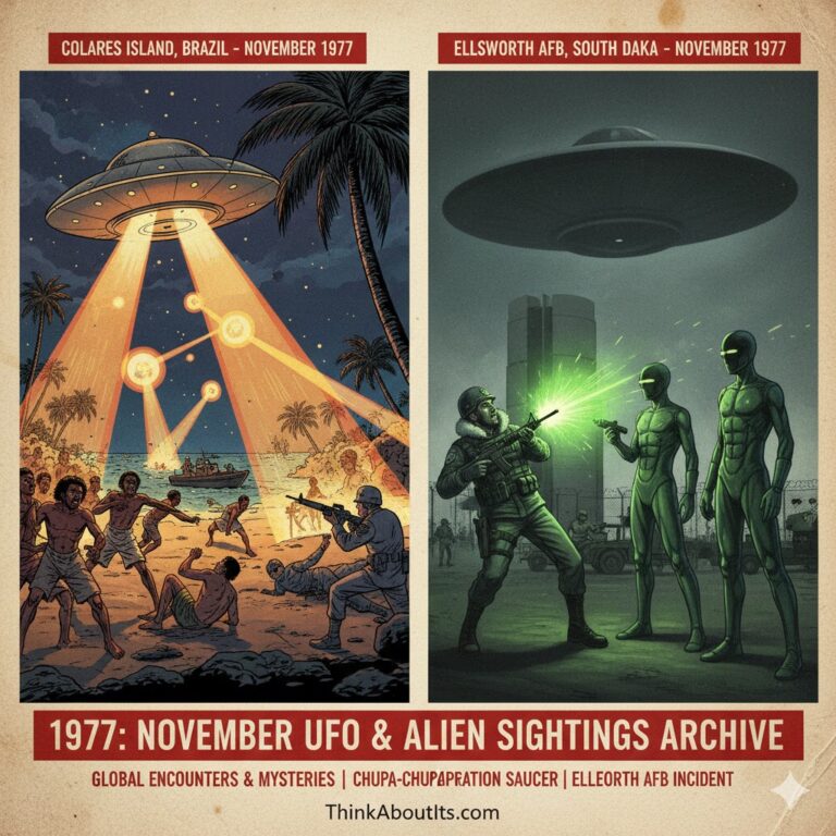 1977 November UFO sightings archive featuring Colares Operation Saucer and Ellsworth AFB.