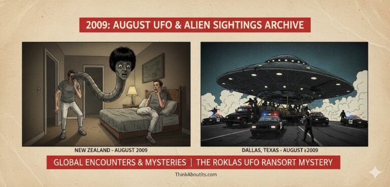 2009 August UFO sightings archive featuring Dallas UFO transport and New Zealand humanoid encounter.
