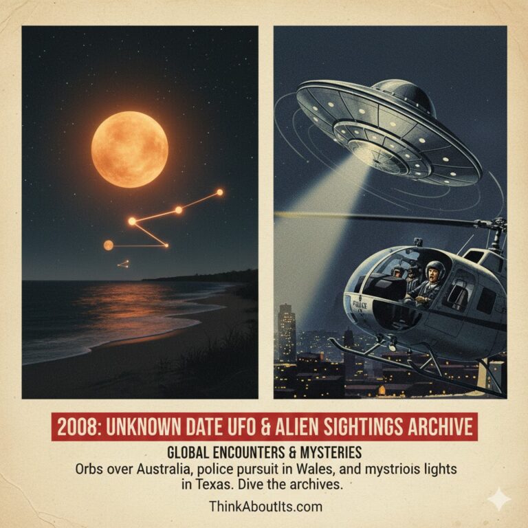 2008 Unknown Date UFO sightings archive featuring Australia orbs and Texas radar anomalies.