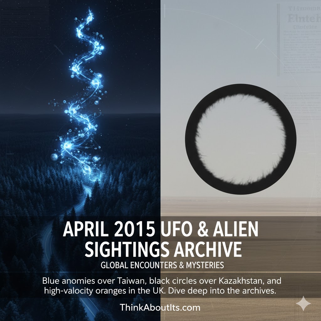 April 2015 UFO sightings archive featuring Taiwan blue light anomaly and Kazakhstan black circle aerial phenomenon.