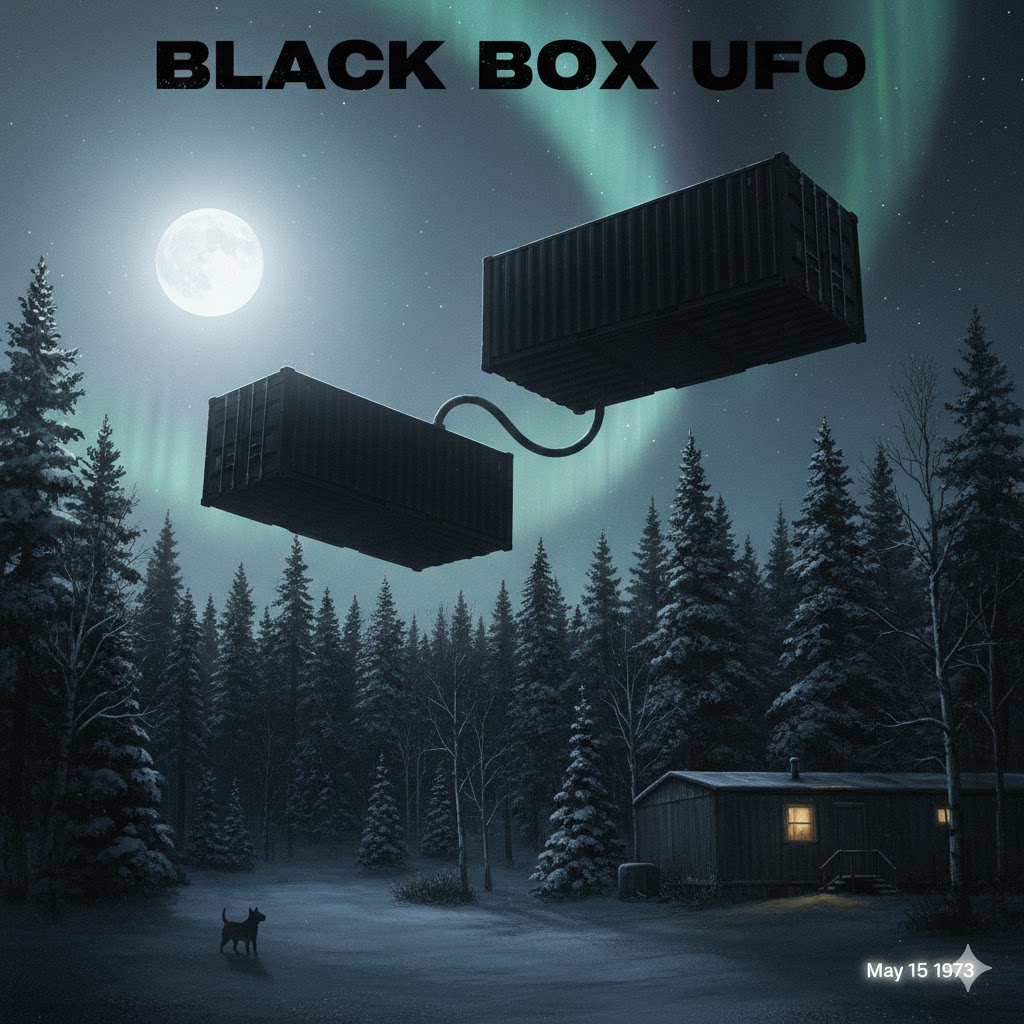 1973 Chugiak Alaska Possible Abduction black oblong boxes connected by hose over Alaskan tree line