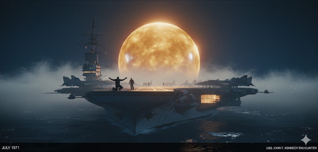 1971 Atlantic Ocean CV-67 U.S. Navy Sighting: glowing sphere over USS John F. Kenned