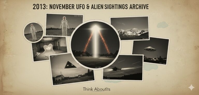 2013: November UFO & Alien Sightings Archive collage featuring Atlanta light beam and Chile transparent entity.