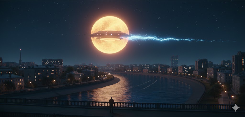 Illustration of the 1989 Krasnoyarsk UFO sighting over the Kama River