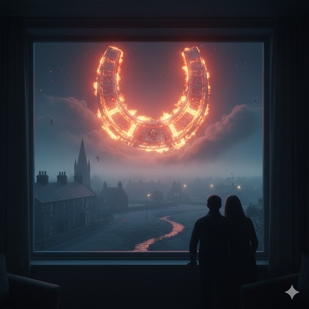 Burning horseshoe UFO sighting Chapelhall Scotland 2014