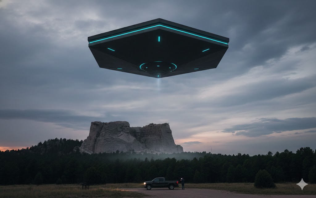 Hexagonal UFO sighting over Crazy Horse Monument, South Dakota, December 2017