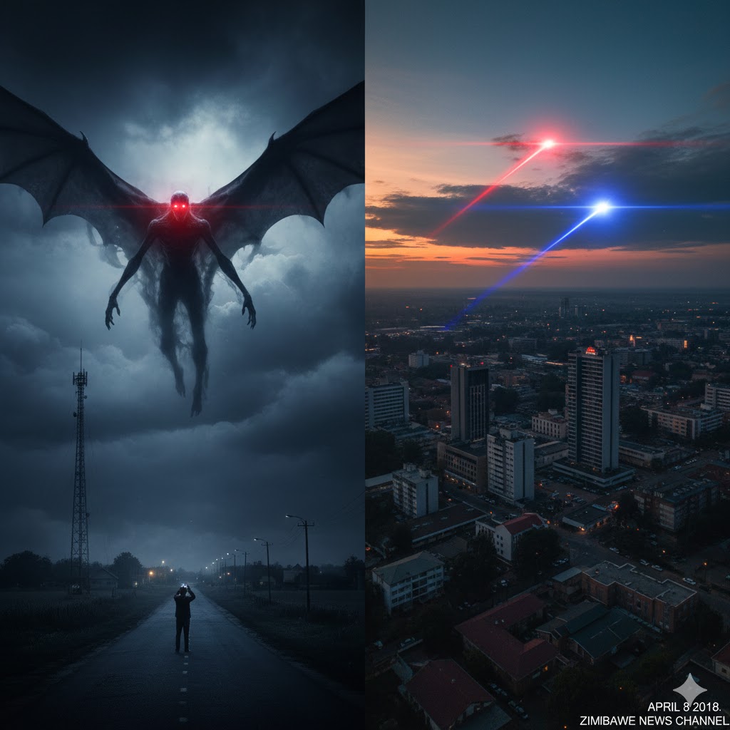 Flying humanoid in Poland and flashing UFO beams over Zimbabwe, April 2018