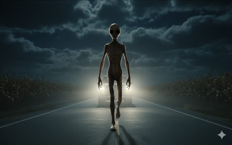 7ft tall tan humanoid encounter in Mount Vernon Ohio, July 2018