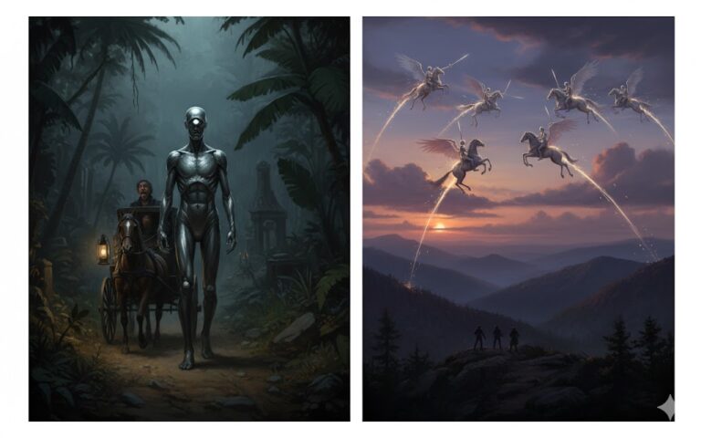 One-eyed metallic humanoid in Thailand and spectral aerial battle over North Carolina, 1810-1811