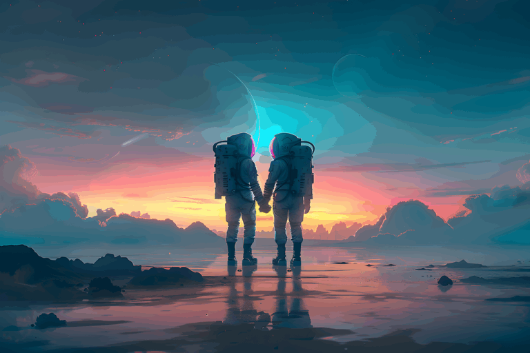 ai generated, astronaut, couple, love, space, universe, galaxy, cosmos, spacesuit, relationship, together, romantic-8918751.jpg