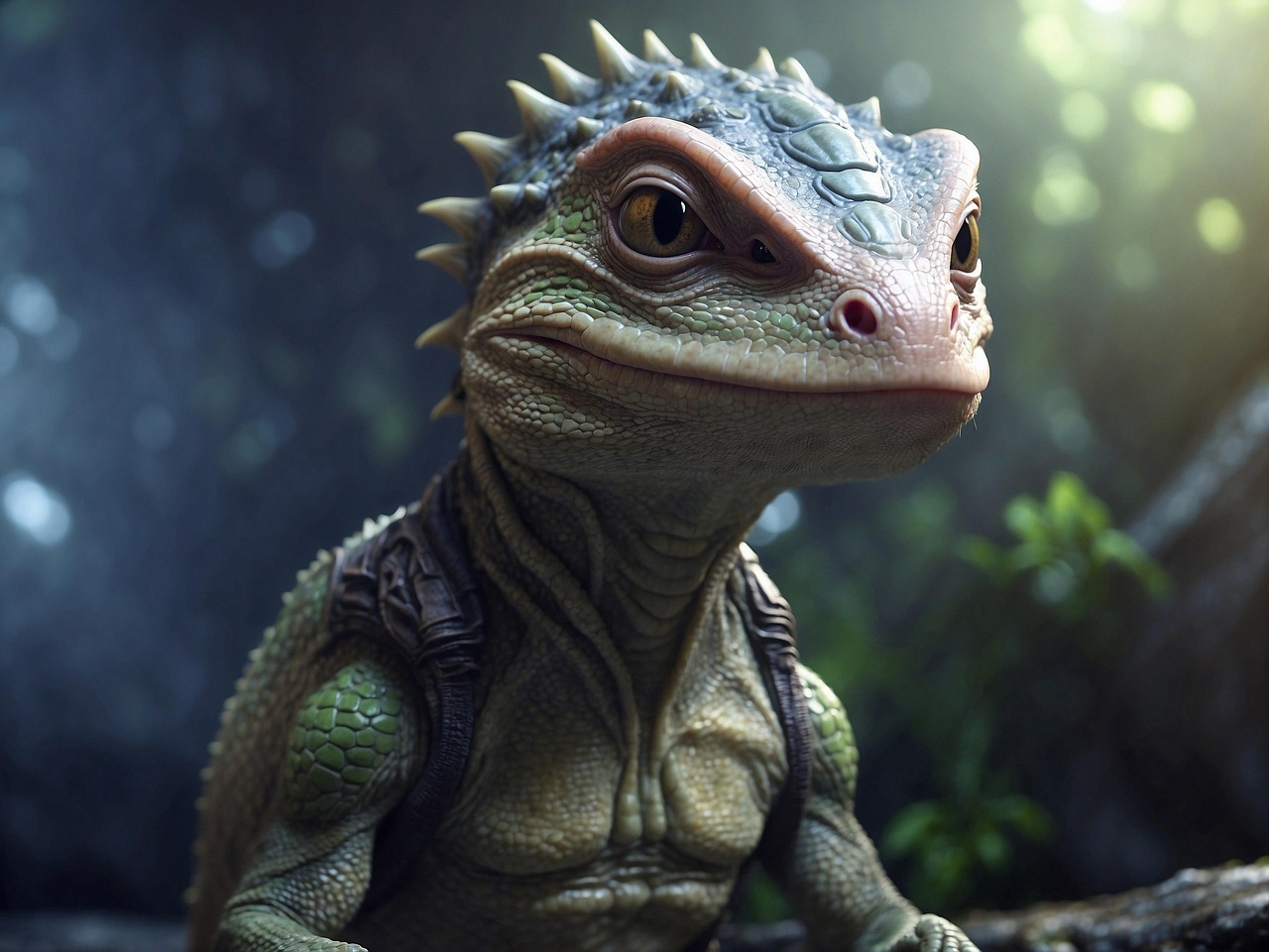 ai generated, lizard, creature, fantasy, futuristic, extraterrestrial, sci-fi, cartoon, youngster, young, cute, reptilian-8844071.jpg