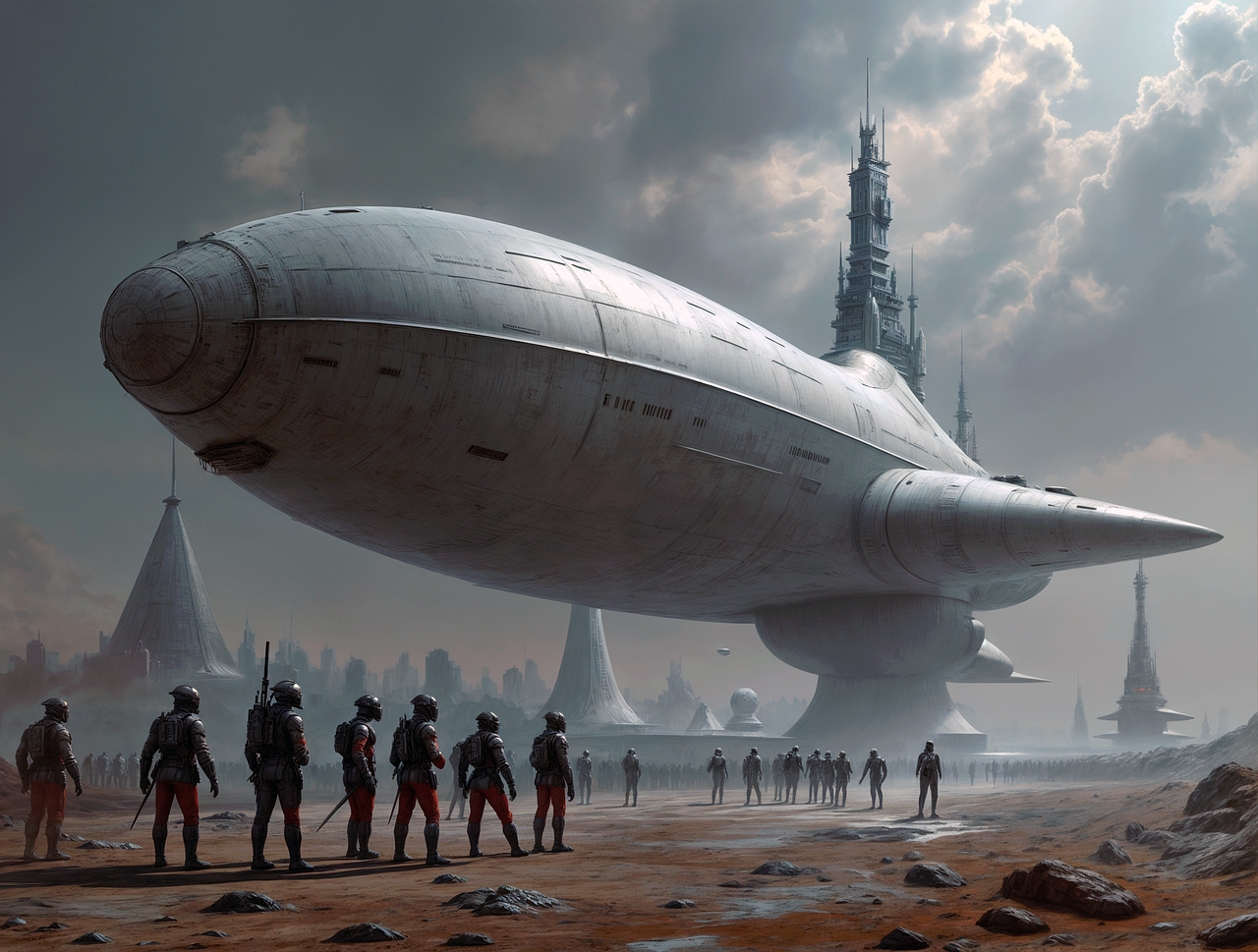 ai generated, soldiers, ufo, futuristic, space, science fiction, planet, vessel, sci-fi-9058784.jpg