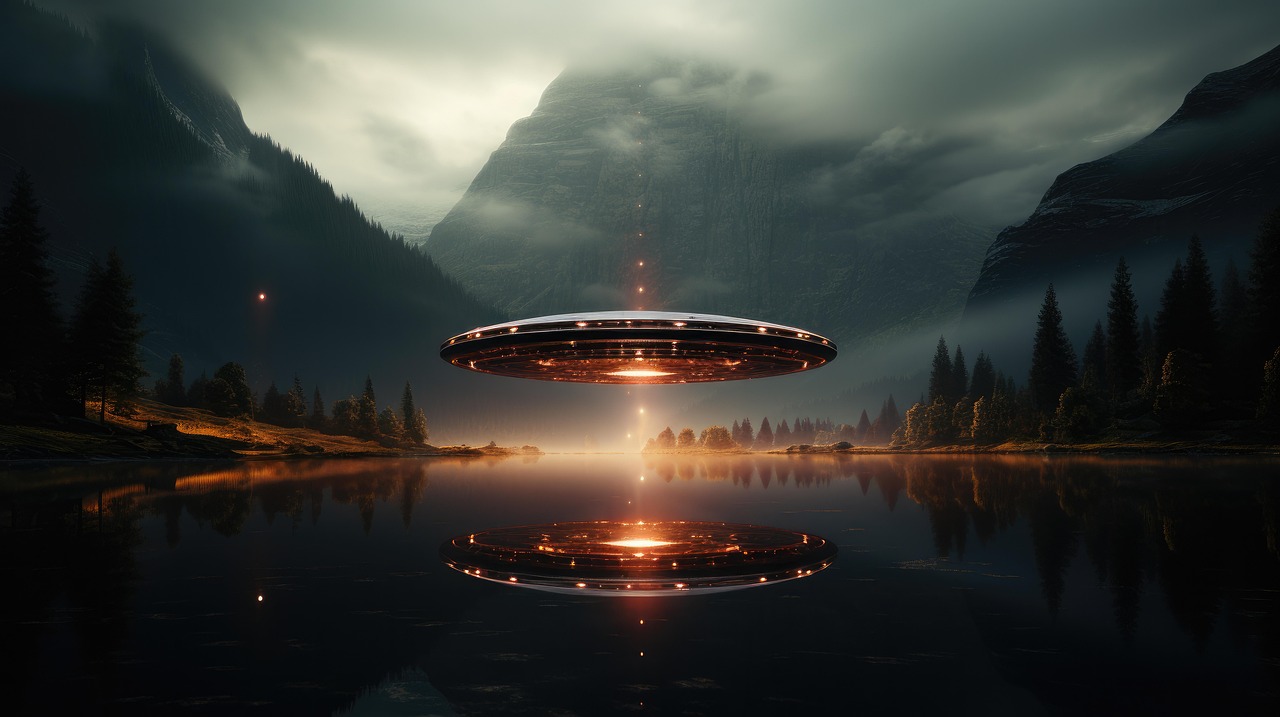 ai generated, ufo, alien, alien craft, flying saucer, gothic, night, evening, creepy, mysterious, mystery, cloudy, science fiction, scifi, hovering, alien technology, spacecraft, extraterrestial-8195071.jpg