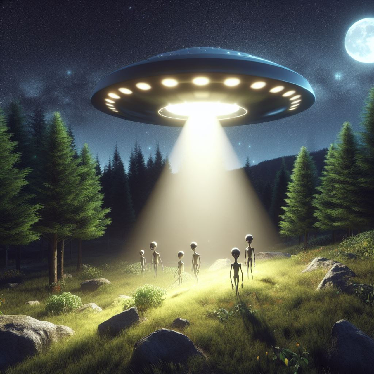 aliens, et, ufo, flying saucer, arrival, earth, unidentified flying object, extraterrestrial, ai generated-8339684.jpg