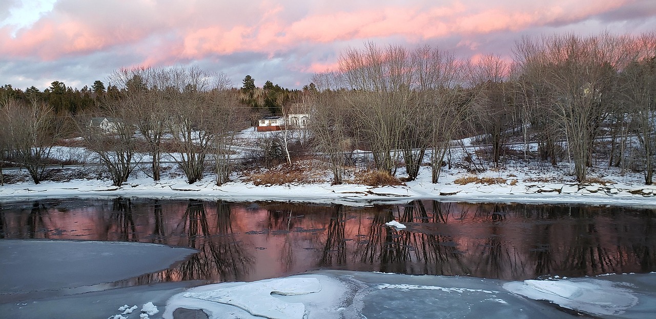 river, frozen river, winter, sunset, dusk, nature, canada, new brunswick, marysville, nashwaak-4810420.jpg