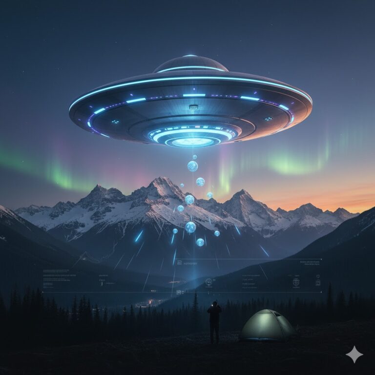 UFO sighting over the Canadian Rockies representing documented UAP reports in Canada