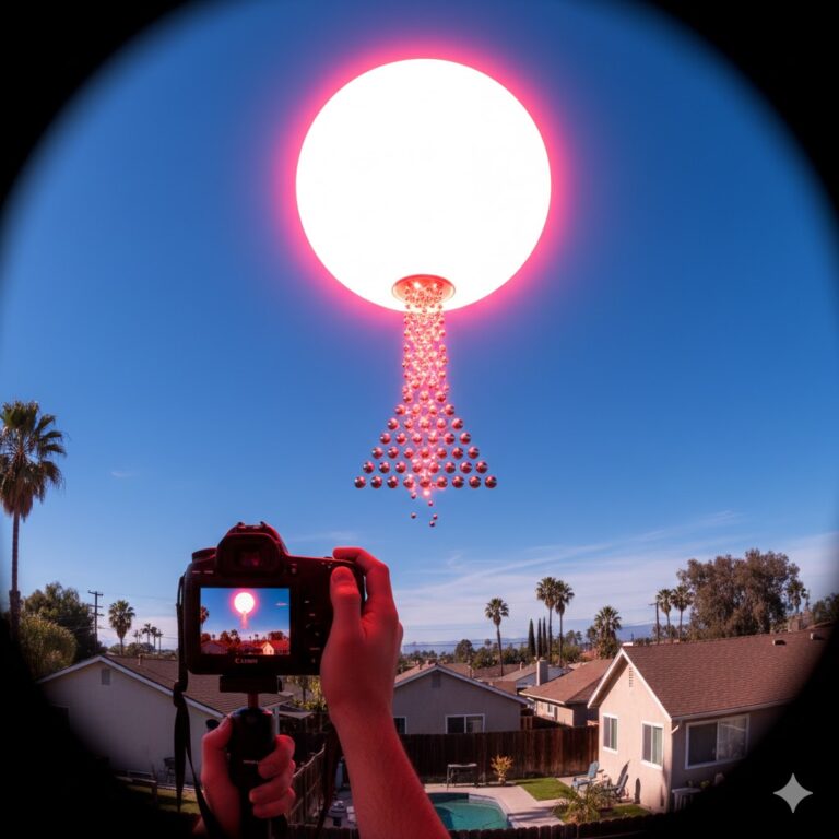 2017 Long Beach CA UFO Sighting White Orb Ejecting Smaller Spheres