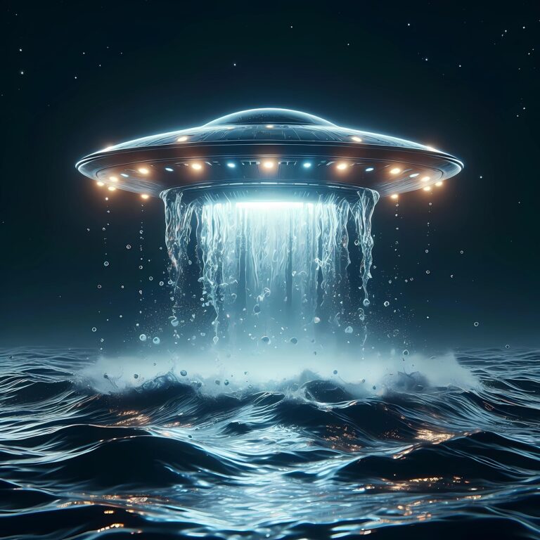 ai generated, ufo, flying saucer, spaceship, sci-fi, fantasy, science fiction, nature, technology, alien, space, spacecraft, futuristic, water, ocean-8703348.jpg