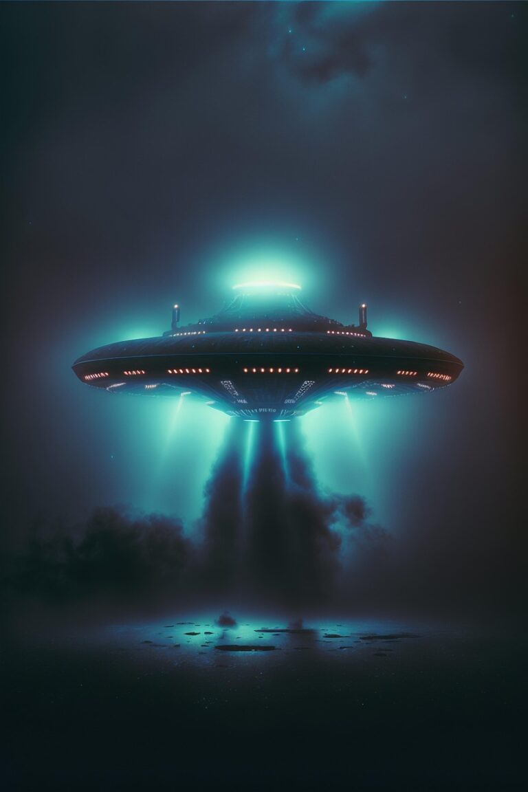 alien, ufo, spaceship, spacecraft, extraterrestrial, fog, mist, lights, ai generated, alien, ufo, ufo, ufo, ufo, ufo, spaceship-7714486.jpg