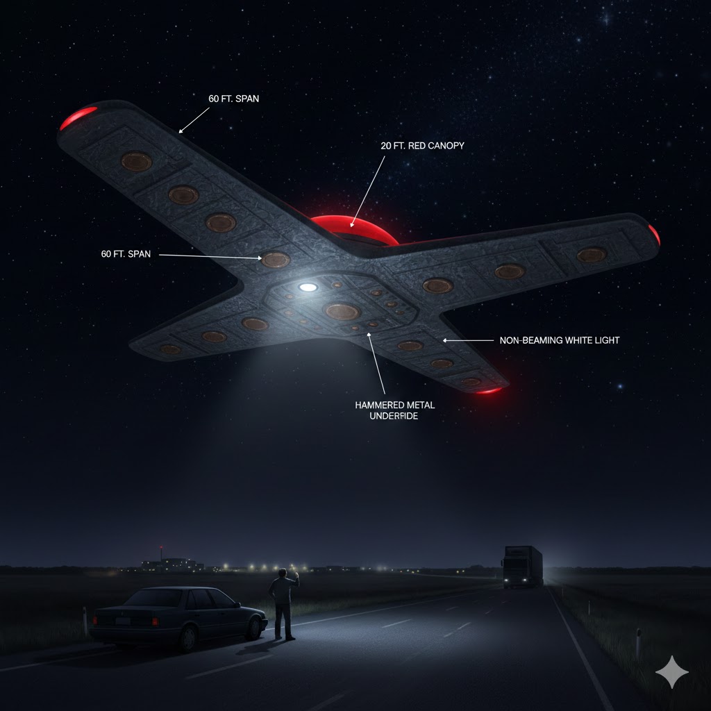 Illustration of the cross-shaped craft from the 1998 Echuca sighting
