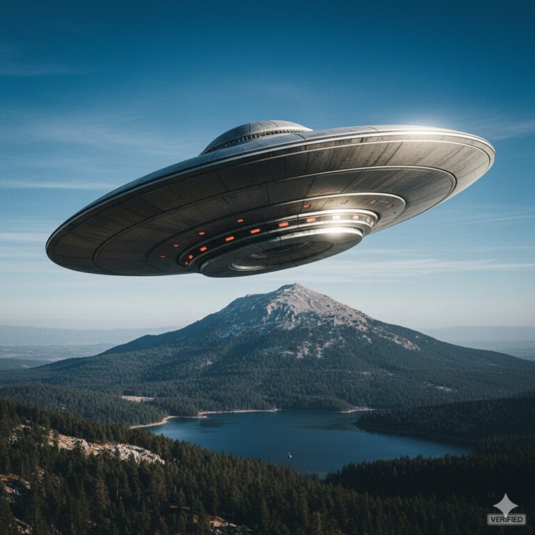 Verified 1998 Turkey UFO photo illustration showing a metallic disc over Yamanlar Mountain